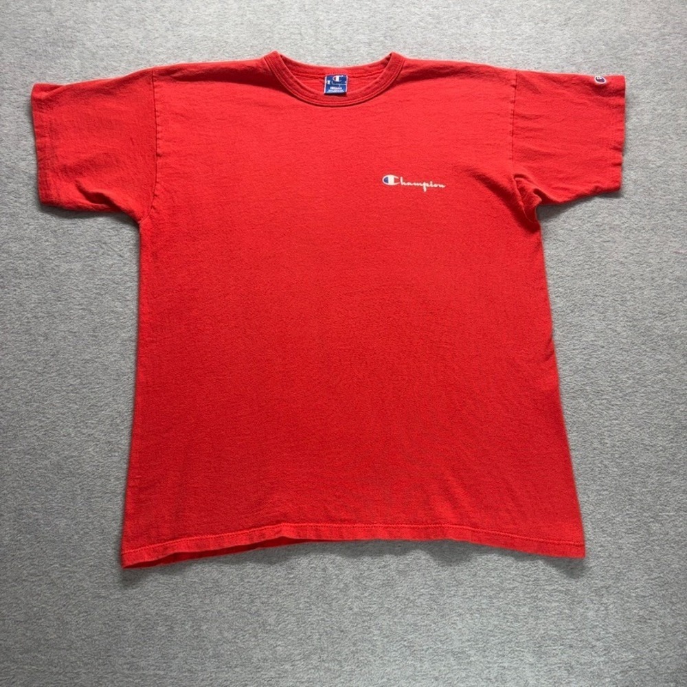 Vintage Champion T-Shirt Mens XL Red Short Sleeve Logo Pullover 90s